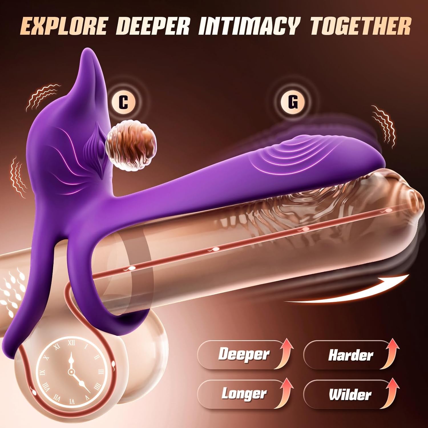 Anillo Vibrador para Parejas | Juguete Sexual de Doble Estimulación | Estimulador de Clítoris en Forma de Zorro | 10 Modos de Vibración