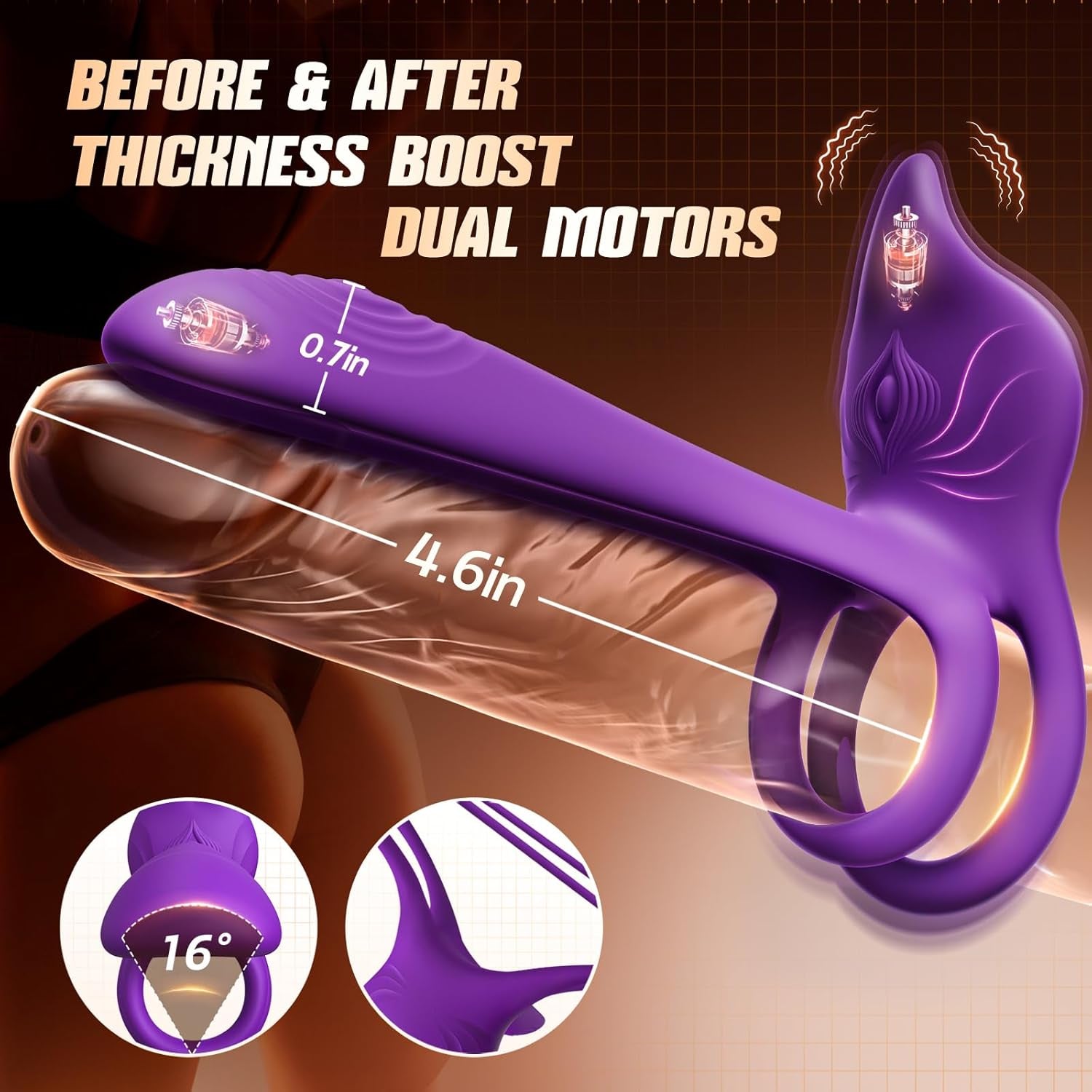 Anillo Vibrador para Parejas | Juguete Sexual de Doble Estimulación | Estimulador de Clítoris en Forma de Zorro | 10 Modos de Vibración